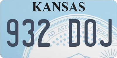 KS license plate 932DOJ