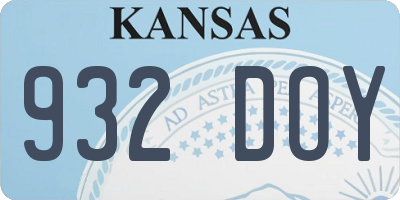 KS license plate 932DOY