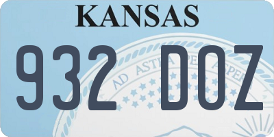KS license plate 932DOZ