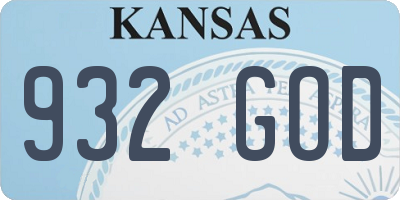 KS license plate 932GOD