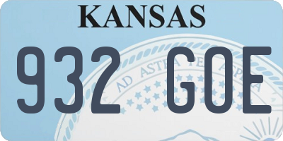 KS license plate 932GOE