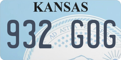 KS license plate 932GOG