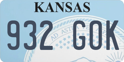 KS license plate 932GOK