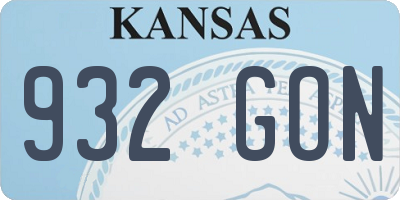 KS license plate 932GON