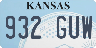 KS license plate 932GUW