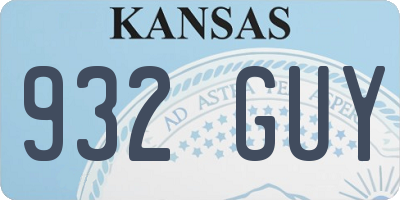 KS license plate 932GUY