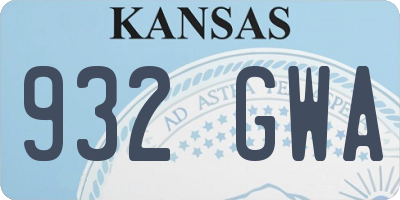 KS license plate 932GWA