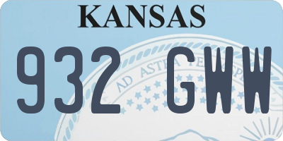 KS license plate 932GWW