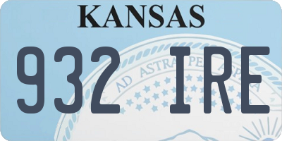 KS license plate 932IRE