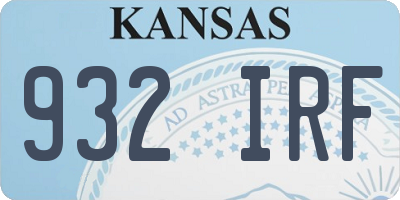 KS license plate 932IRF