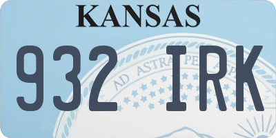 KS license plate 932IRK
