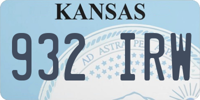 KS license plate 932IRW