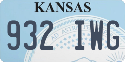 KS license plate 932IWG