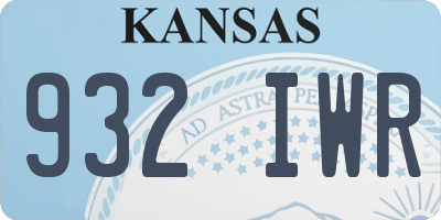 KS license plate 932IWR