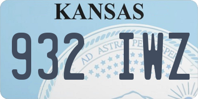 KS license plate 932IWZ