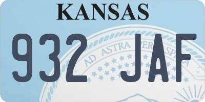KS license plate 932JAF