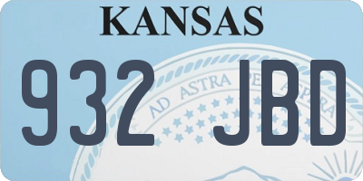 KS license plate 932JBD