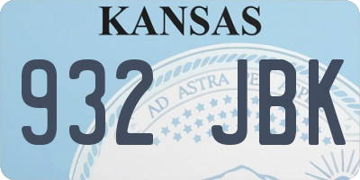 KS license plate 932JBK