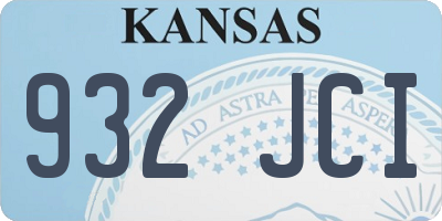 KS license plate 932JCI