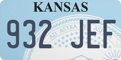 KS license plate 932JEF