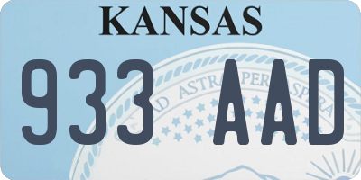 KS license plate 933AAD