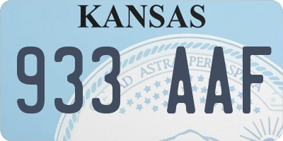 KS license plate 933AAF