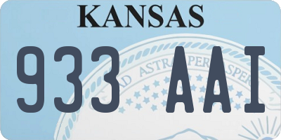 KS license plate 933AAI