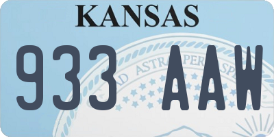 KS license plate 933AAW