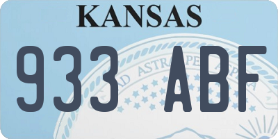KS license plate 933ABF