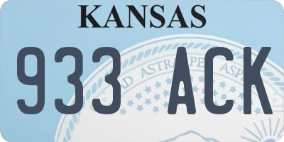 KS license plate 933ACK