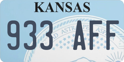 KS license plate 933AFF