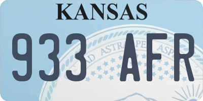 KS license plate 933AFR