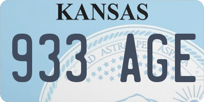 KS license plate 933AGE