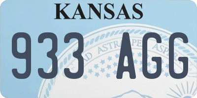 KS license plate 933AGG