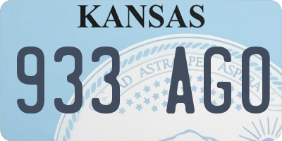 KS license plate 933AGO