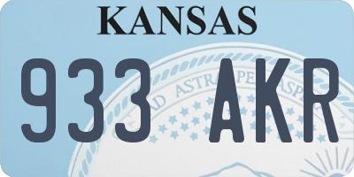 KS license plate 933AKR