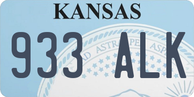 KS license plate 933ALK