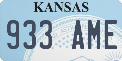 KS license plate 933AME