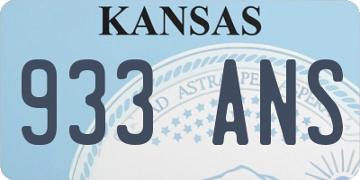 KS license plate 933ANS