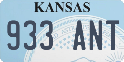 KS license plate 933ANT