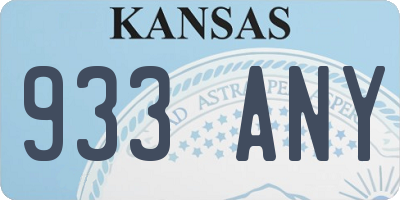 KS license plate 933ANY