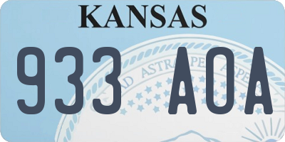 KS license plate 933AOA