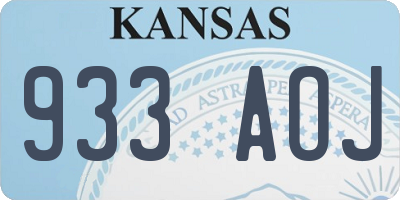 KS license plate 933AOJ