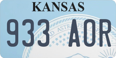 KS license plate 933AOR