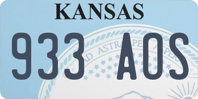 KS license plate 933AOS
