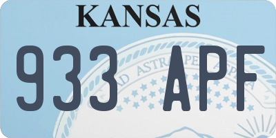KS license plate 933APF