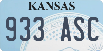 KS license plate 933ASC