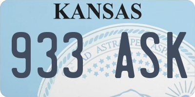 KS license plate 933ASK