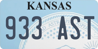 KS license plate 933AST