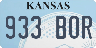 KS license plate 933BOR